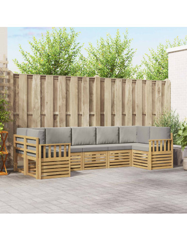Set di divani da esterno 6 pcs Bianco e Grigio Chiaro