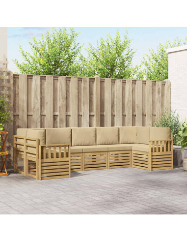 Set di divani da esterno 6 pcs Bianco e Beige