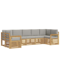 Set di divani da esterno 6 pcs Bianco e Grigio Chiaro 2