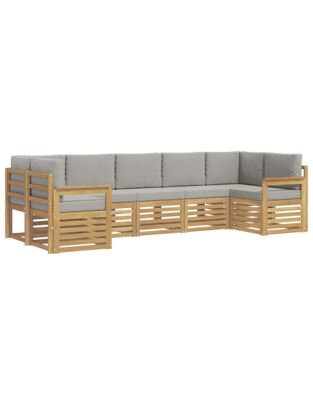 Set di divani da esterno 6 pcs Bianco e Grigio Chiaro