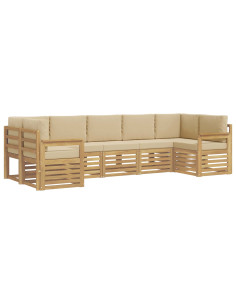 Set di divani da esterno 6 pcs Bianco e Beige 2