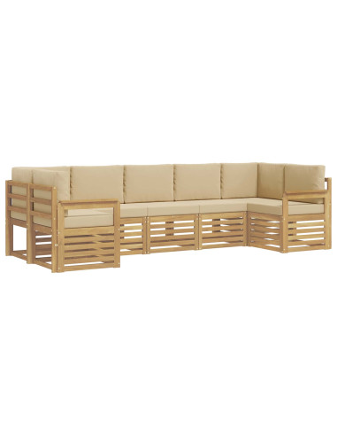 Set di divani da esterno 6 pcs Bianco e Beige