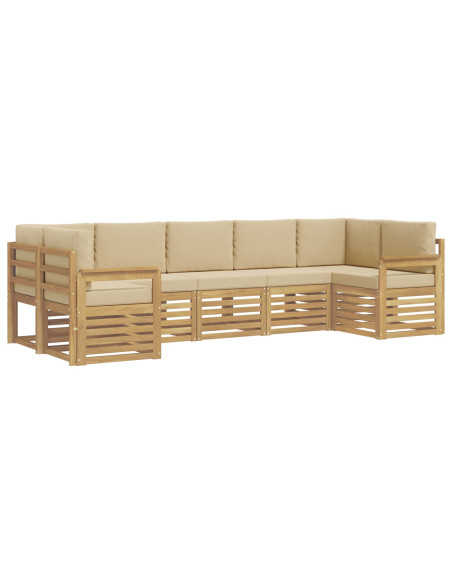 Set di divani da esterno 6 pcs Bianco e Beige