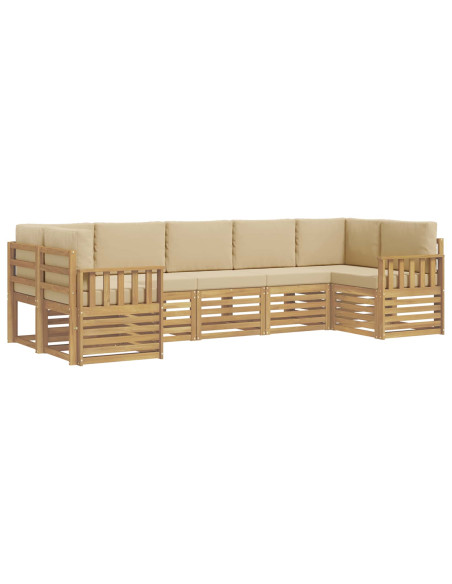 Set di divani da esterno 6 pcs Bianco e Beige