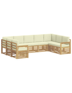 Set di divani da esterno 7 pcs Bianco e Crema 2