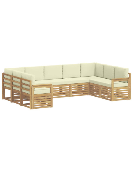 Set di divani da esterno 7 pcs Bianco e Crema
