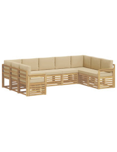 Set di divani da esterno 7 pcs Bianco e Beige 2