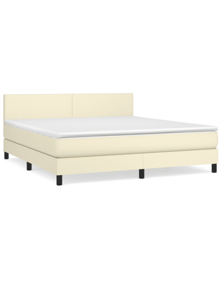 Giroletto a Molle con Materasso Crema 160x200 cm in Similpelle