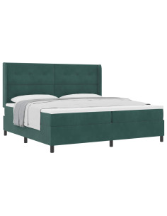 Letto a molle con materasso Verde Scuro 200 x 200 cm Velluto 2