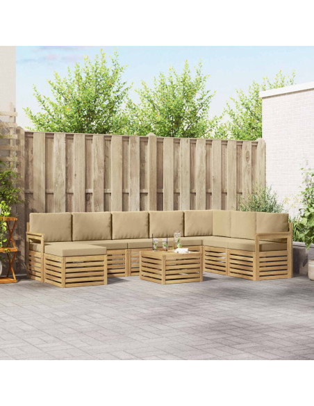Set di divani da esterno 7 pcs Bianco e Beige 59 x 59 x 37 cm