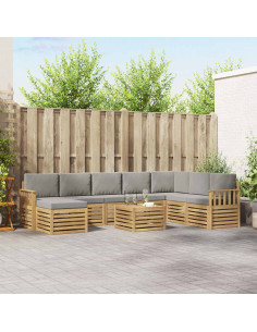Set di divani da esterno 7 pcs Bianco e Grigio Chiaro