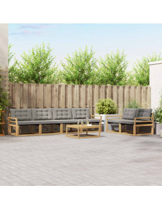Set di divani da esterno 7 pcs Bianco e Grigio Chiaro