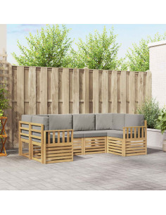Set di divani da esterno 5 pcs Bianco e Grigio Chiaro