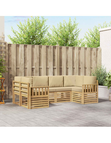 Set di divani da esterno 5 pcs Bianco e Beige