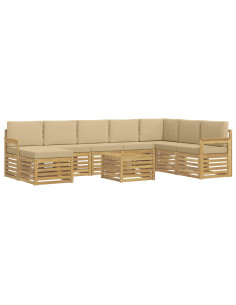 Set di divani da esterno 7 pcs Bianco e Beige 59 x 59 x 37 cm 2