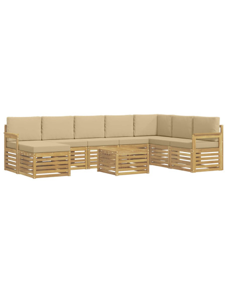 Set di divani da esterno 7 pcs Bianco e Beige 59 x 59 x 37 cm