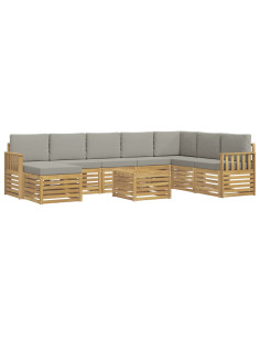 Set di divani da esterno 7 pcs Bianco e Grigio Chiaro 2