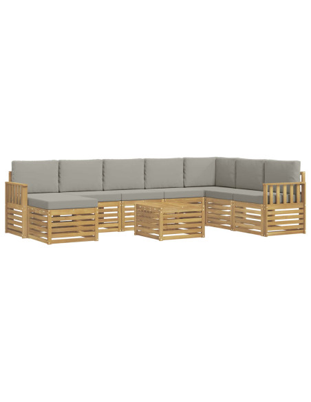 Set di divani da esterno 7 pcs Bianco e Grigio Chiaro
