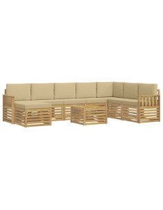 Set di divani da esterno 7 pcs Bianco e Beige 59 x 59 x 37 cm 2