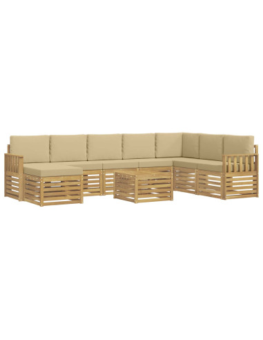 Set di divani da esterno 7 pcs Bianco e Beige 59 x 59 x 37 cm