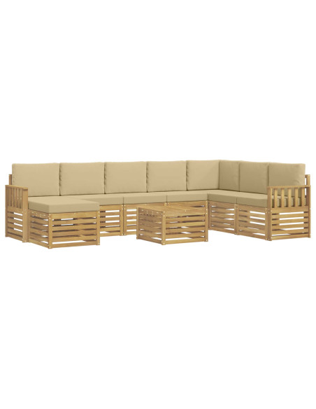 Set di divani da esterno 7 pcs Bianco e Beige 59 x 59 x 37 cm