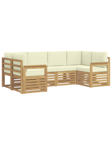 Set di divani da esterno 5 pcs Bianco e Crema