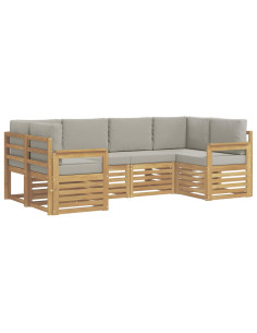 Set di divani da esterno 5 pcs Bianco e Grigio Chiaro 2