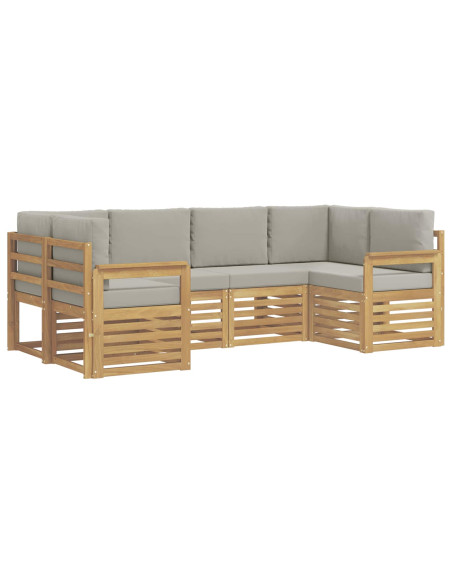 Set di divani da esterno 5 pcs Bianco e Grigio Chiaro