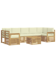 Set di divani da esterno 8 pcs Bianco e Crema Poliestere 2