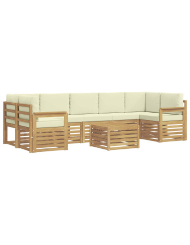 Set di divani da esterno 8 pcs Bianco e Crema Poliestere