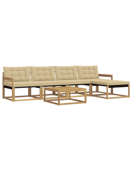 Set di divani da esterno 6 pcs Bianco e Beige
