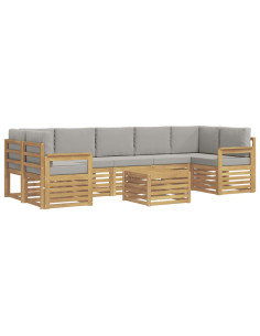 Set di divani da esterno 8 pcs Bianco e Grigio Chiaro 2