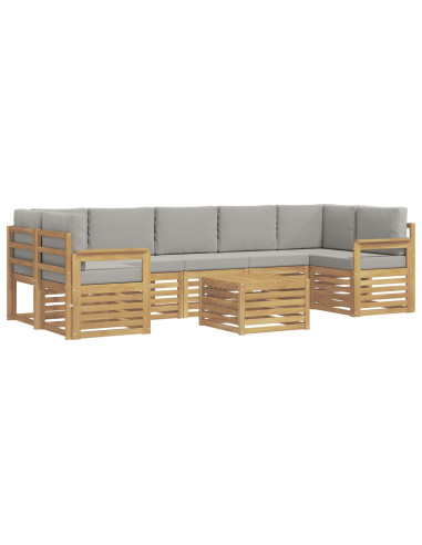 Set di divani da esterno 8 pcs Bianco e Grigio Chiaro