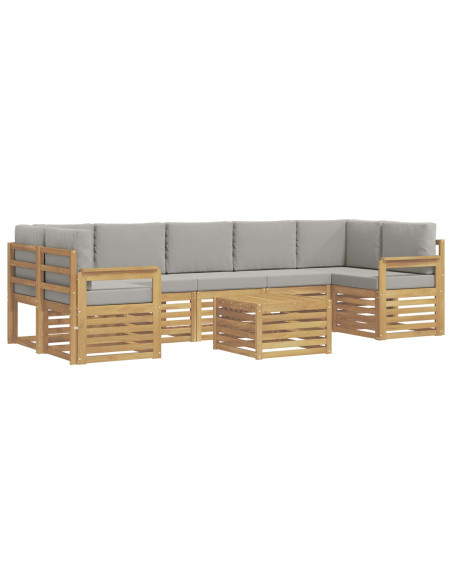 Set di divani da esterno 8 pcs Bianco e Grigio Chiaro