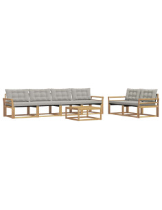 Set di divani da esterno 7 pcs Bianco e Grigio Chiaro 2
