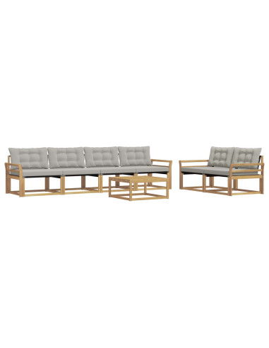 Set di divani da esterno 7 pcs Bianco e Grigio Chiaro