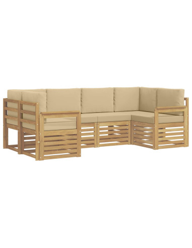 Set di divani da esterno 5 pcs Bianco e Beige