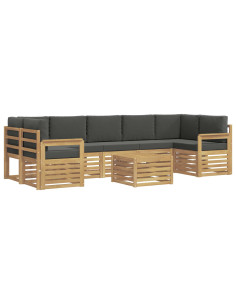 Set di divani da esterno 8 pcs Bianco e Antracite Poliestere 2