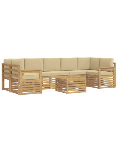 Set di divani da esterno 8 pcs Bianco e Beige Poliestere 2
