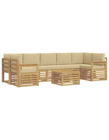 Set di divani da esterno 8 pcs Bianco e Beige Poliestere