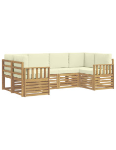 Set di divani da esterno 5 pcs Bianco e Crema 2
