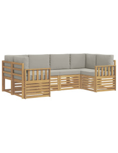 Set di divani da esterno 5 pcs Bianco e Grigio Chiaro 2