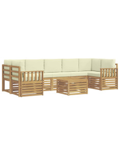 Set di divani da esterno 8 pcs Bianco e Crema Poliestere 2