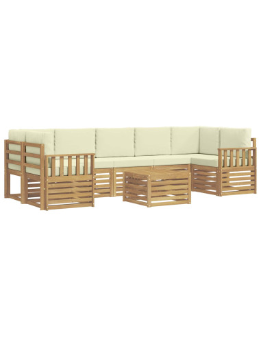 Set di divani da esterno 8 pcs Bianco e Crema Poliestere