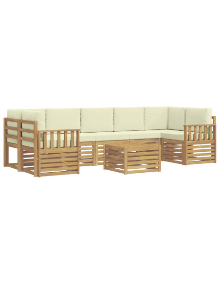 Set di divani da esterno 8 pcs Bianco e Crema Poliestere
