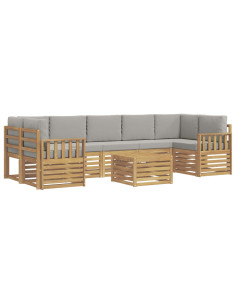 Set di divani da esterno 8 pcs Bianco e Grigio Chiaro 2