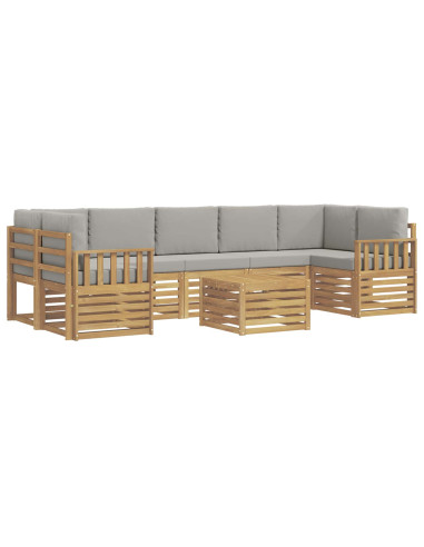 Set di divani da esterno 8 pcs Bianco e Grigio Chiaro