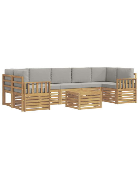 Set di divani da esterno 8 pcs Bianco e Grigio Chiaro