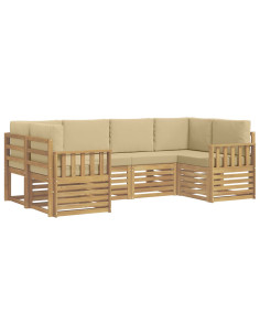 Set di divani da esterno 5 pcs Bianco e Beige 2