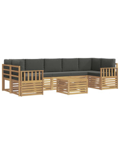 Set di divani da esterno 8 pcs Bianco e Antracite Poliestere 2